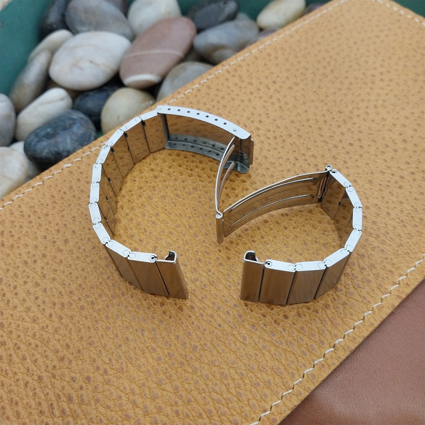 22mm 20mm Kreisler Stelux Stainless Steel Bar Link nos 70s Vintage Watch Band