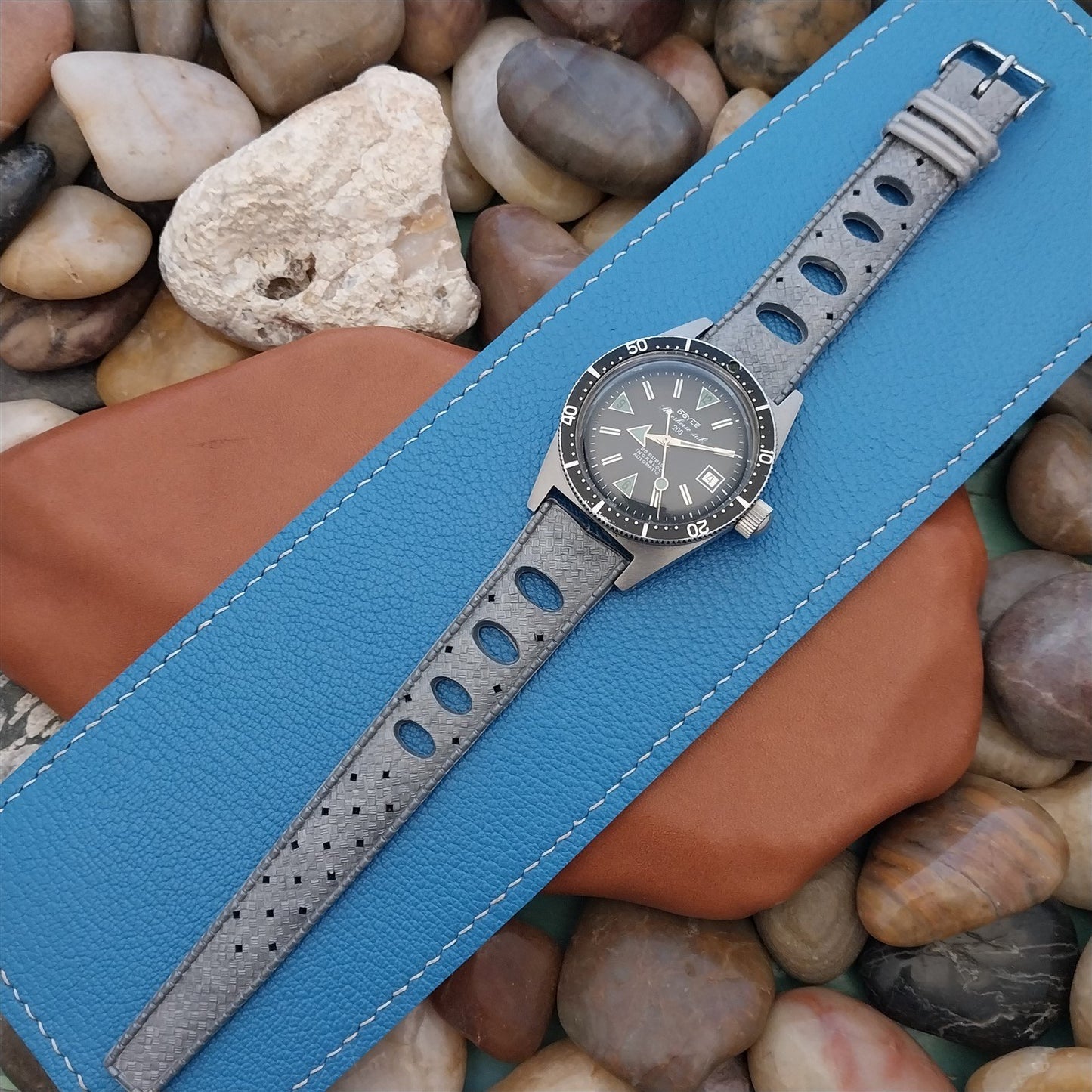 19mm Rally GT Skindiver Gray Tropical Dive Watch 1960s-1970s Unused Watch Band