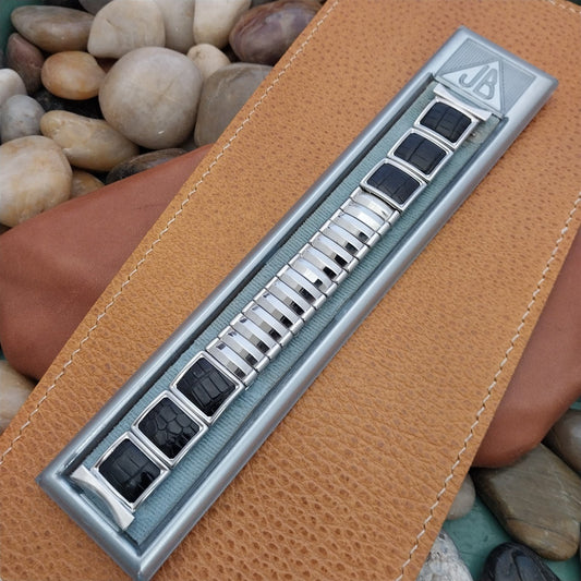 Vintage 19mm 18mm 16mm JB Champion Stainless Steel & Lizard Expansion Watch Band