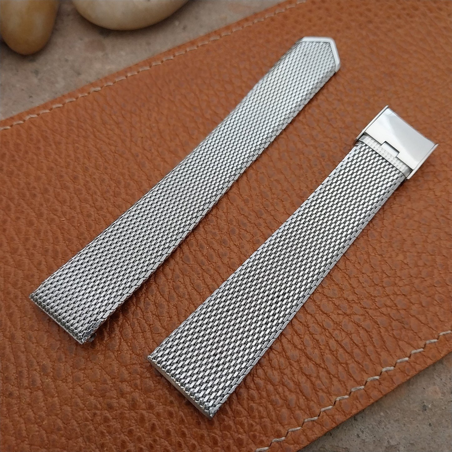 Vintage 17.2mm White Gold-Fill Mesh Speidel Unused nos Classic 1960s Watch Band