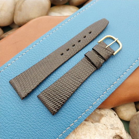 Vintage 19mm Short Kalbe France Brown Classic Tapered Lizard 1970s Watch Band