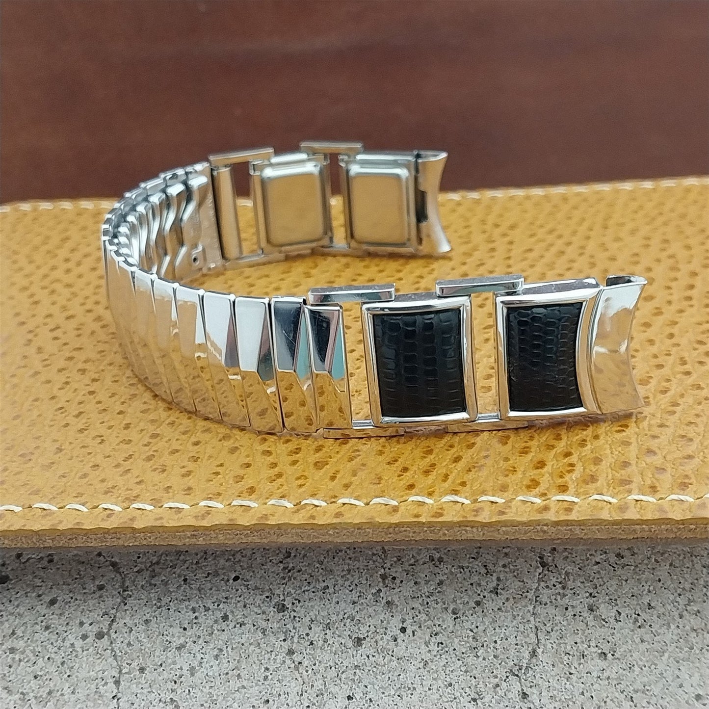 1955 5/8" 10k White Gold-Filled Mid-Century Modern nos Vintage Watch Band