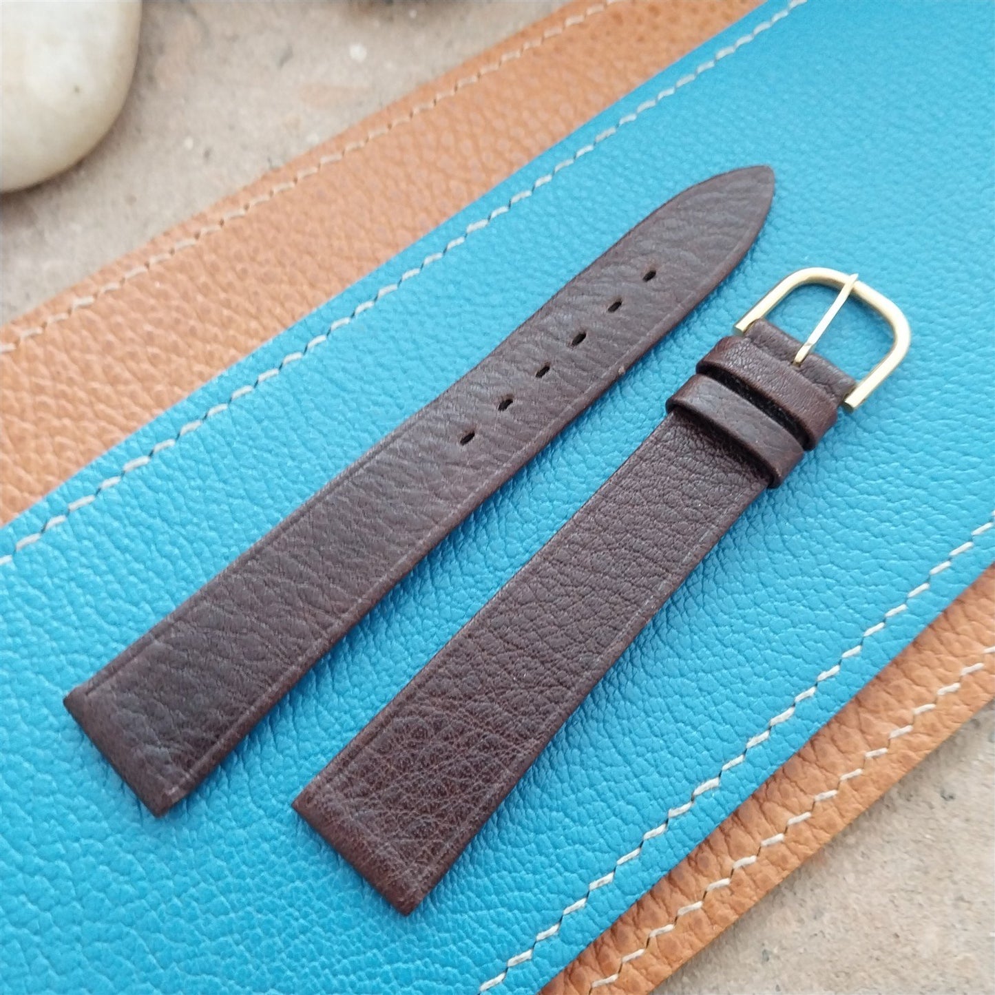 Vintage 16mm Hadley Roma France Tapered Leather Unused Classic Watch Strap