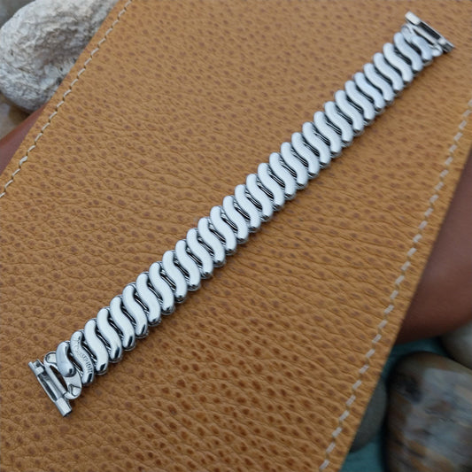 Vintage 5/8" JB Champion USA 1940s White Gold Filled Classic Stretch Watch Band