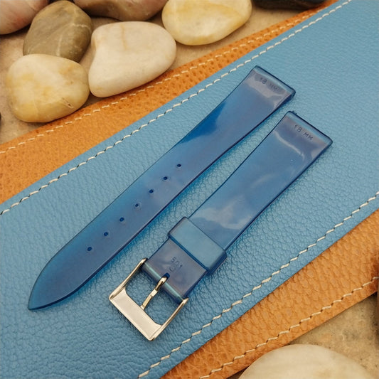 18mm 1960s Vintage SkinDiver See-Thru Blue Classic Tapered nos Unused Watch Band