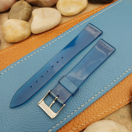 18mm 1960s Vintage SkinDiver See-Thru Blue Classic Tapered nos Unused Watch Band