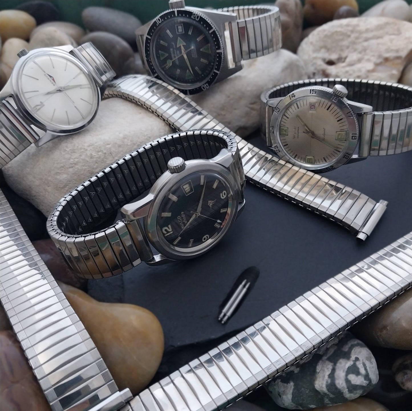 1970s JB Champion 18mm 20mm Stainless Steel Stretch Unused Vintage Watch Band