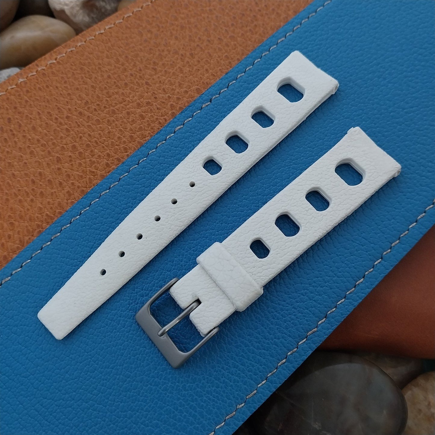 Vintage 18mm White Skindiver GT Rally nos Unused Classic 1960s Diver Watch Strap