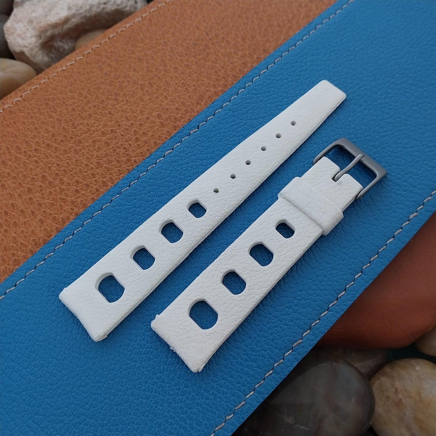 Vintage 18mm White Skindiver GT Rally nos Unused Classic 1960s Diver Watch Strap