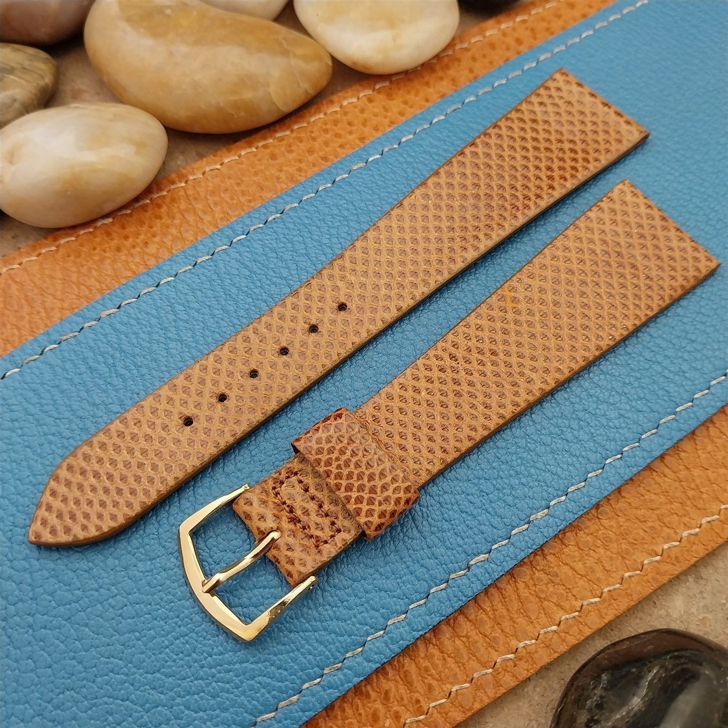 Vintage 22mm Speidel Brown Karung Snake Long Unused Classic Tapered Watch Band