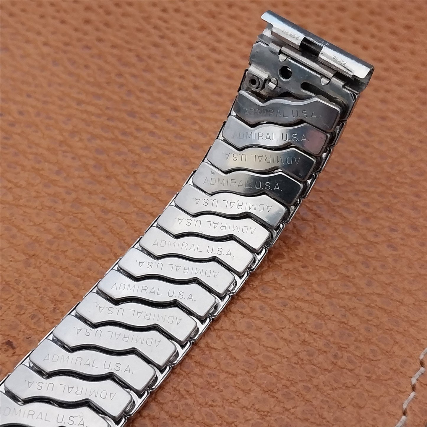 17.2mm 11/16" 10k White Gold-Filled Expansion 50s Vintage Watch Band Admiral