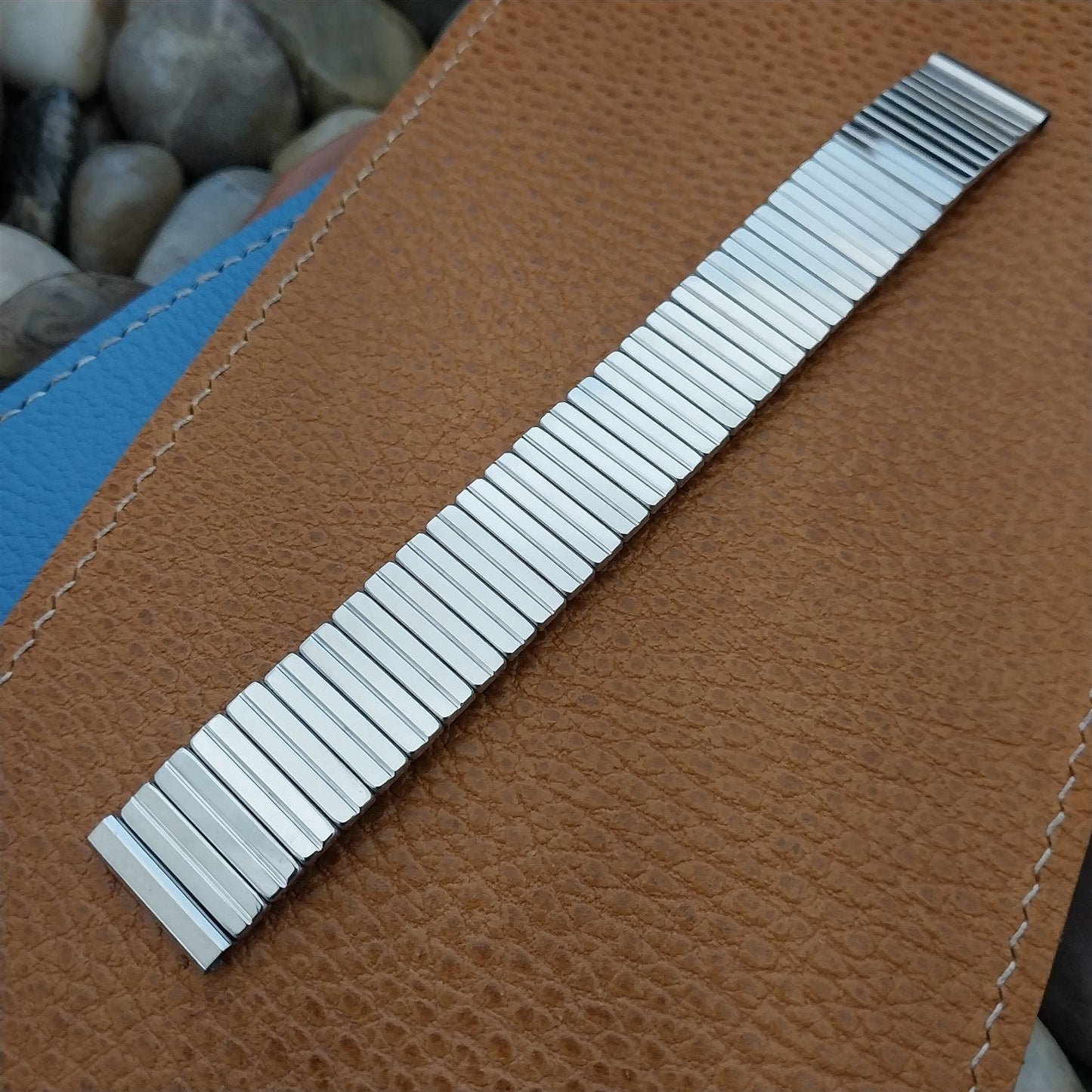 17.2mm 11/16" 10k White Gold-Filled Expansion 50s Vintage Watch Band Admiral