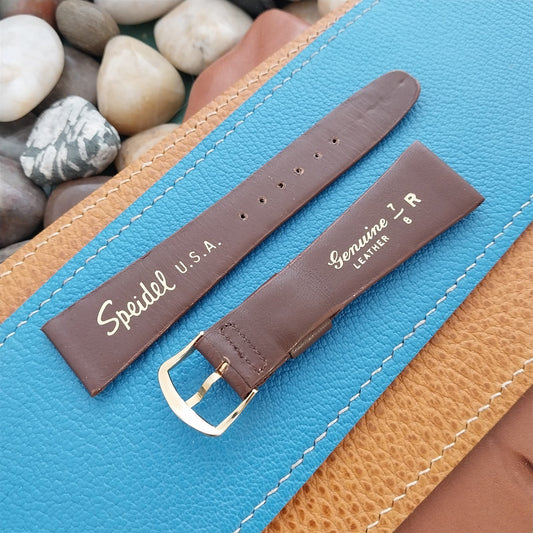 22mm 7/8" Speidel USA Tapered Brown Leather Unused 1970s nos Vintage Watch Band