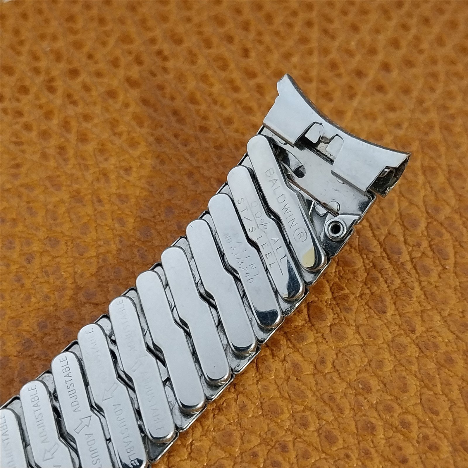 Vintage 17mm 16mm Baldwin Stainless Steel Classic Stretch Unused Watch Band