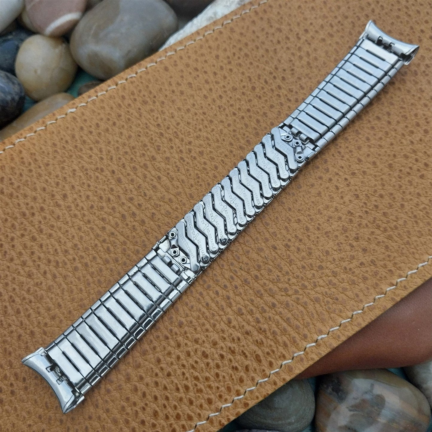 17mm 18mm 19mm Baldwin Woodgrain Stainless Steel Unused 1960s Vintage Watch Band