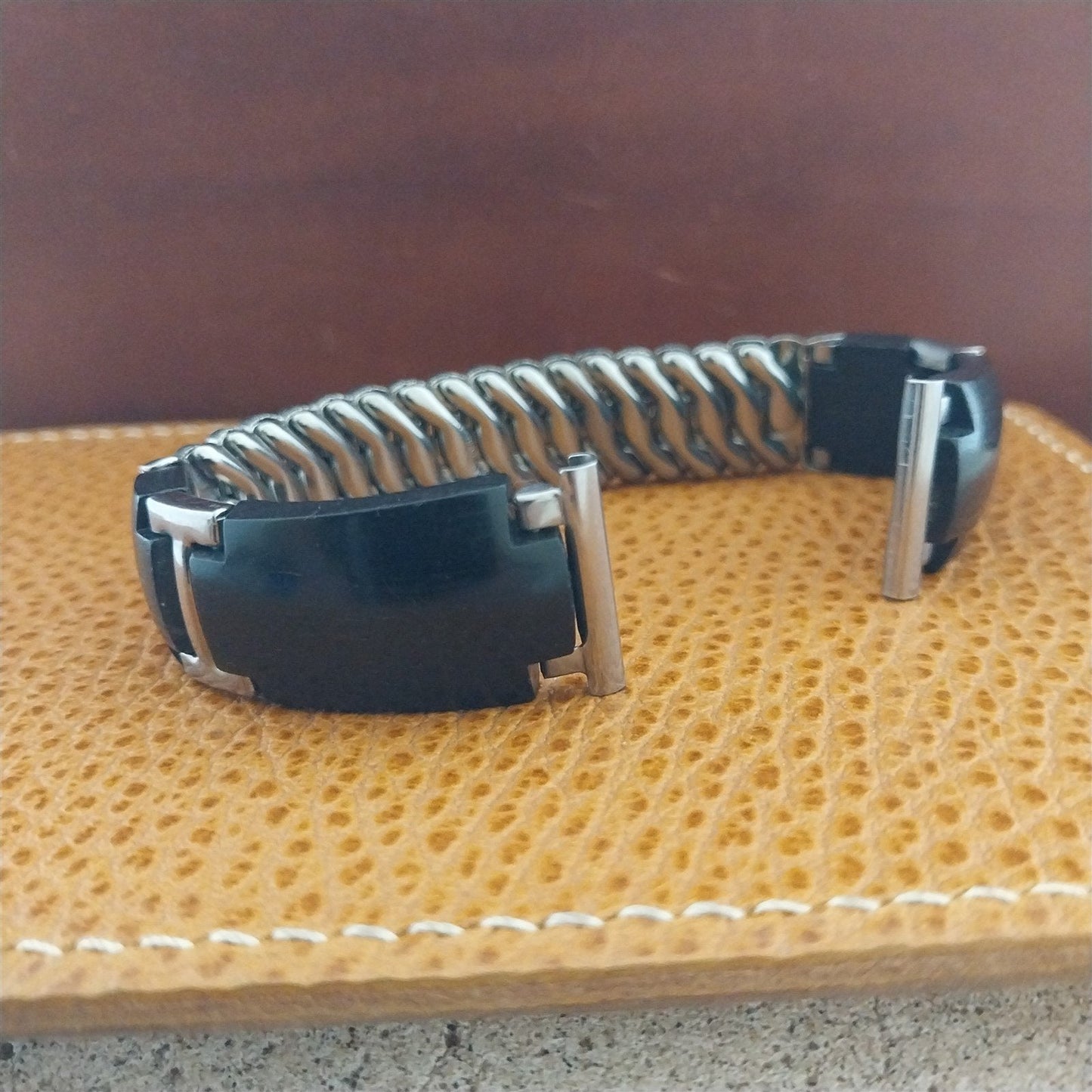 Stainless Steel & Wood Classic Vintage Watch Band Kestenmade nos 1950s Unused