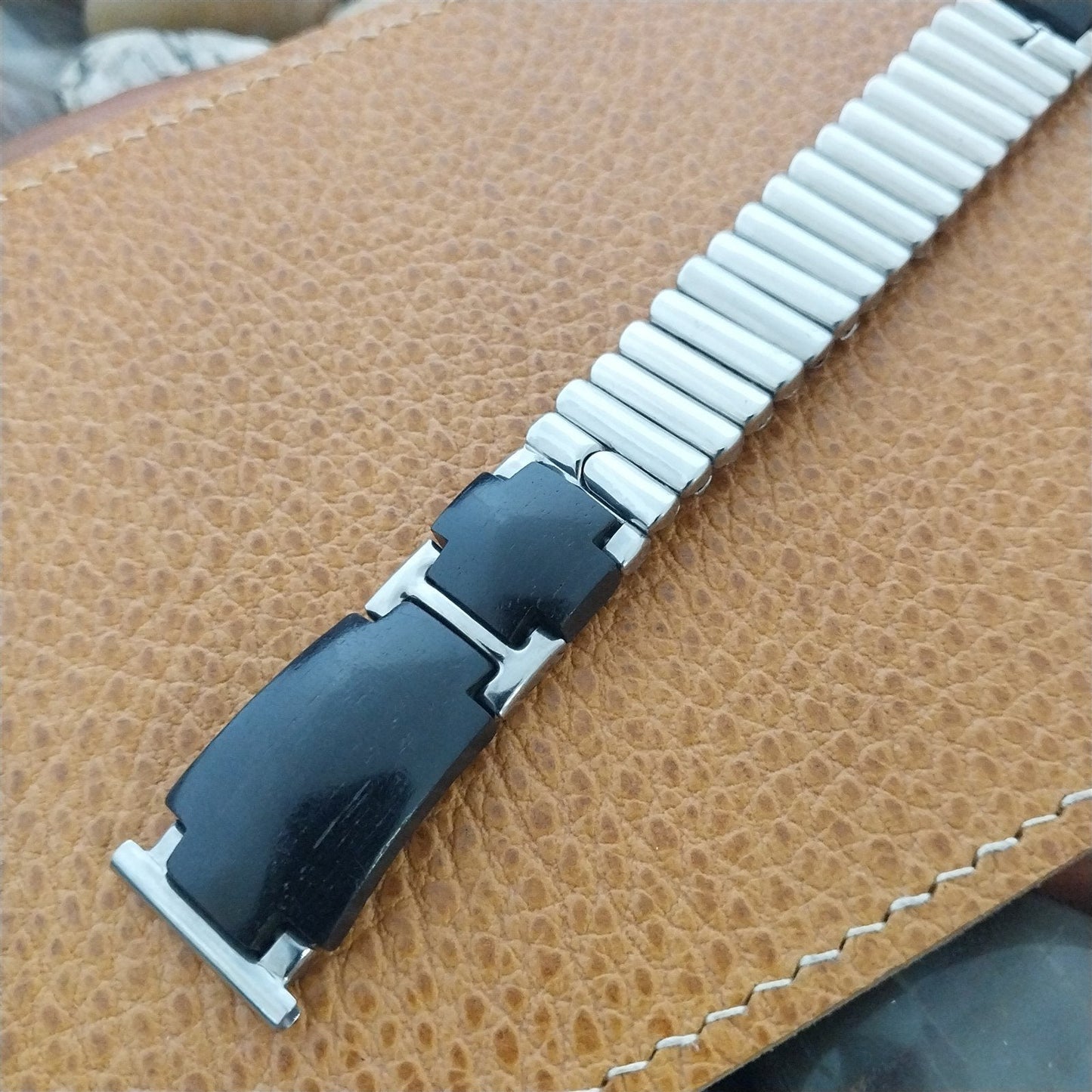 Stainless Steel & Wood Classic Vintage Watch Band Kestenmade nos 1950s Unused