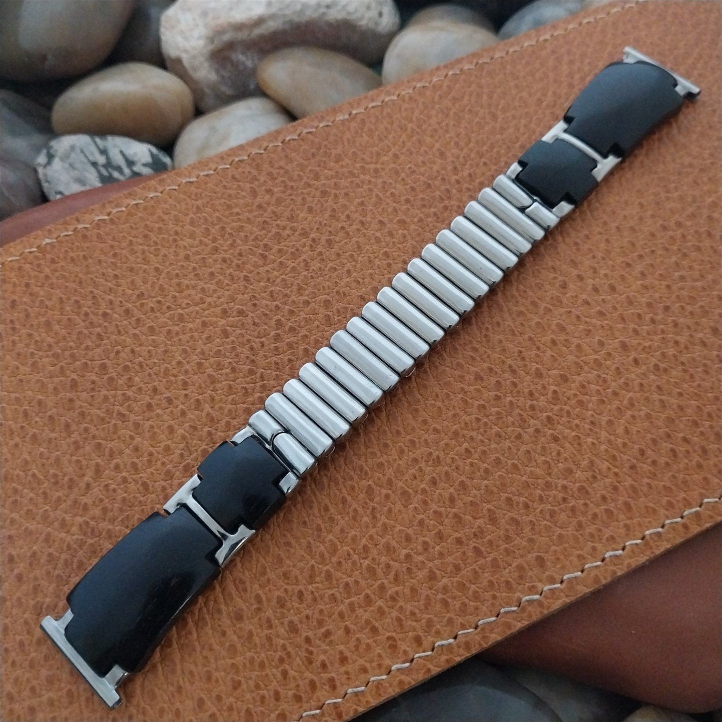 Stainless Steel & Wood Classic Vintage Watch Band Kestenmade nos 1950s Unused