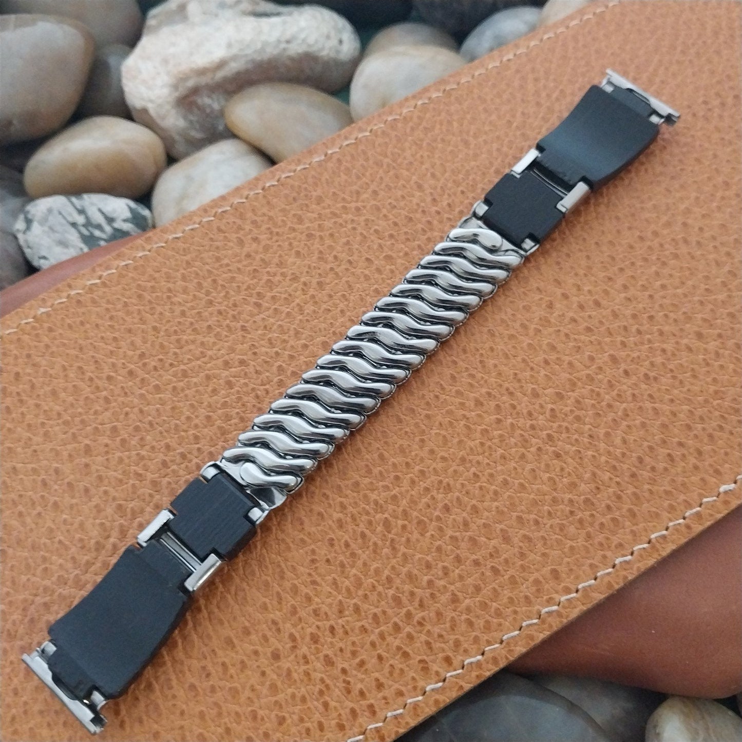 Stainless Steel & Wood Classic Vintage Watch Band Kestenmade nos 1950s Unused