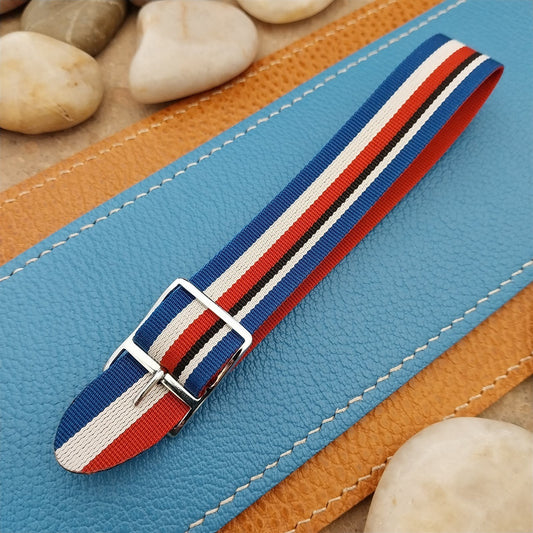 Vintage 18mm Striped Perlon 1960s Reversible Single Pass Unused Field Watch Band
