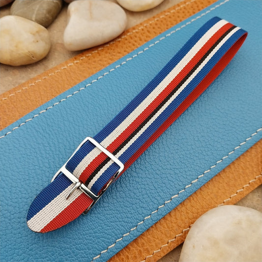 Vintage 18mm Striped Perlon 1960s Reversible Single Pass Unused Field Watch Band