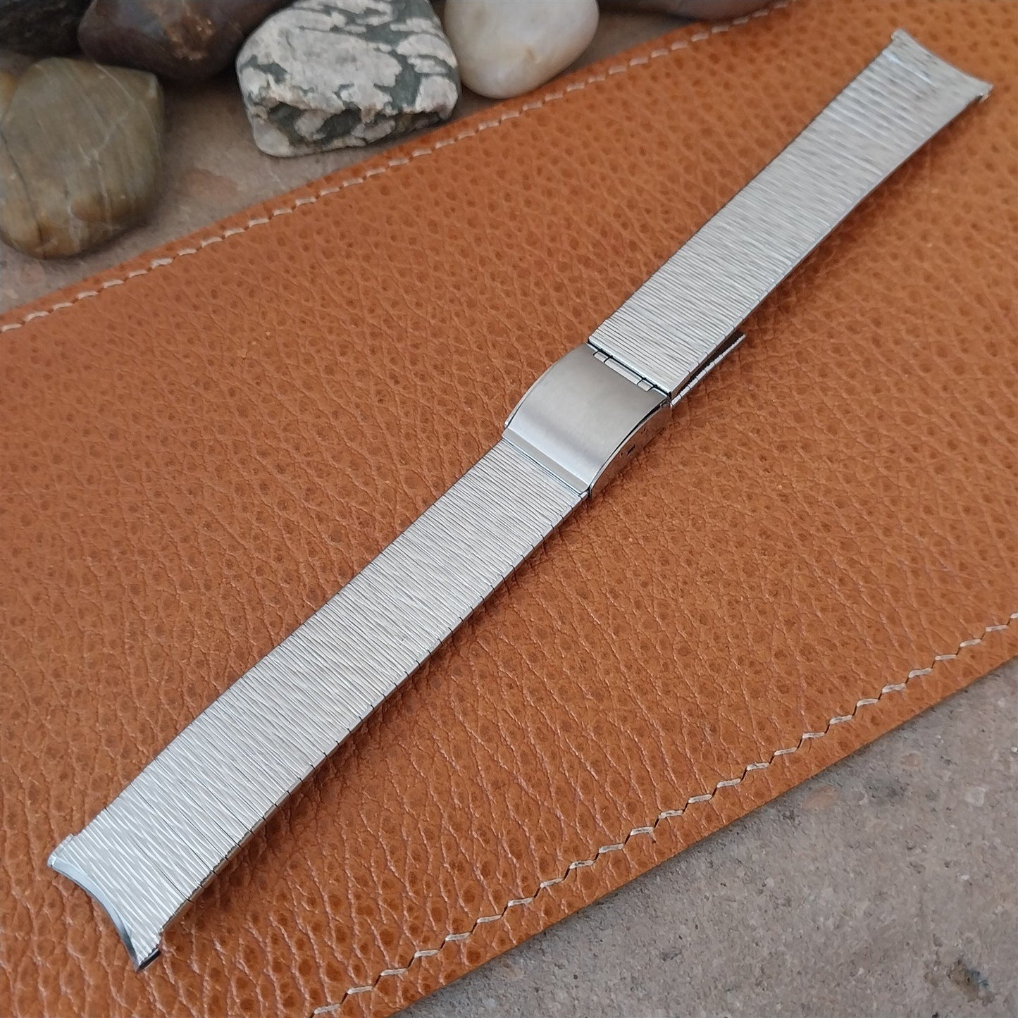 Bulova Stainless Steel 17mm Unused Curved End Classic 1970s Vintage Watch Band