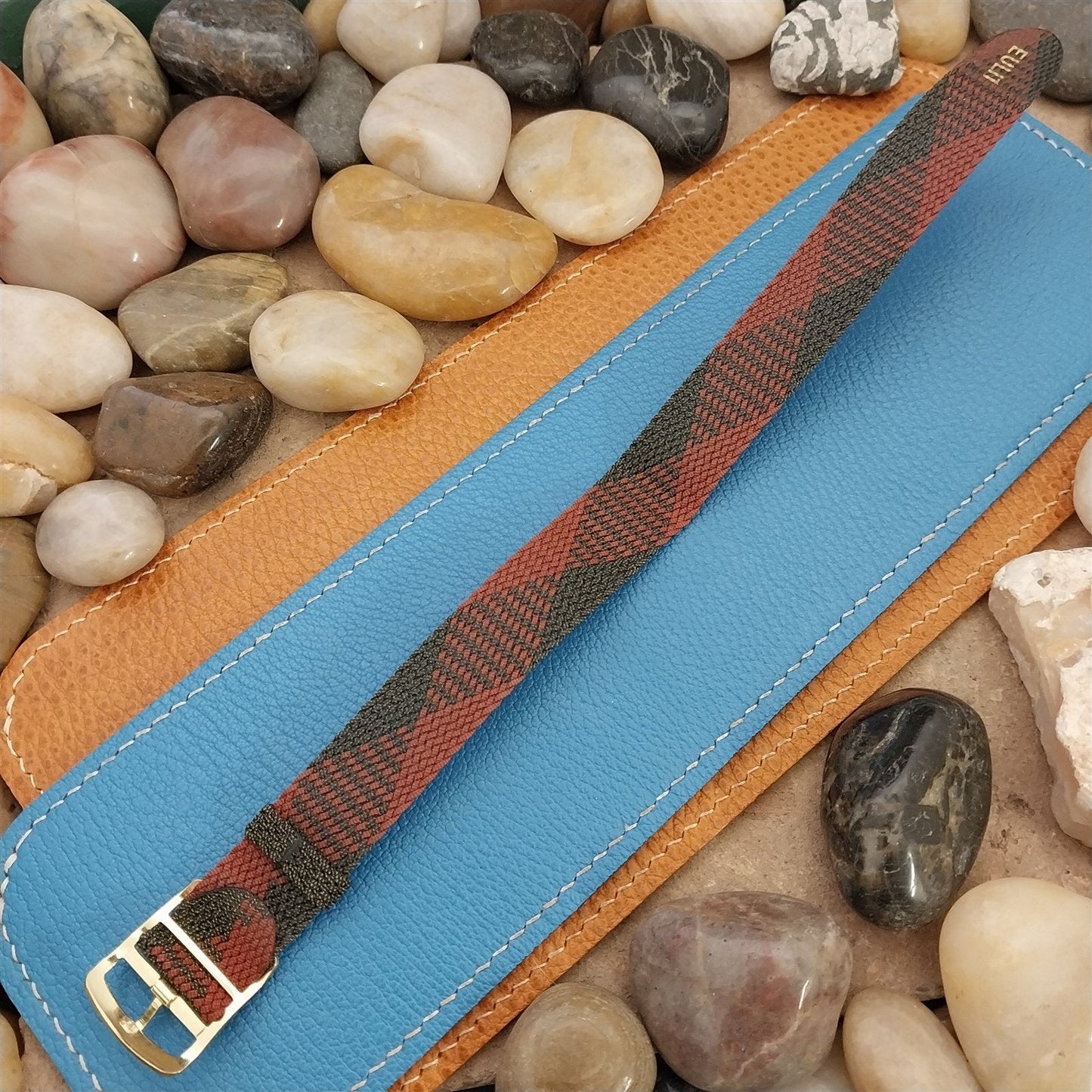 Vintage 18mm Braided Perlon Argyle Melange Single Pass 1960s Unused Watch Band