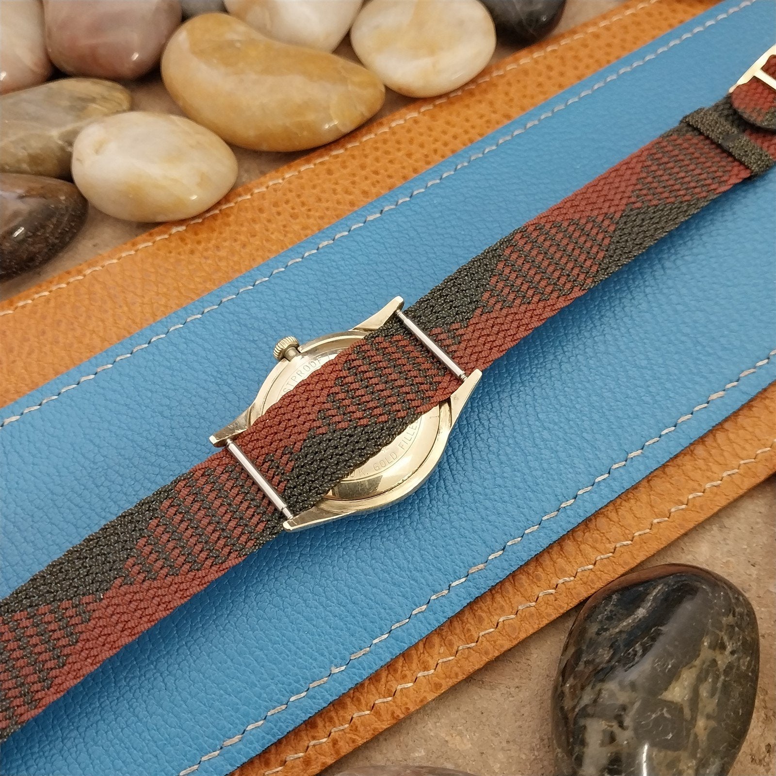Vintage 18mm Braided Perlon Argyle Melange Single Pass 1960s Unused Watch Band