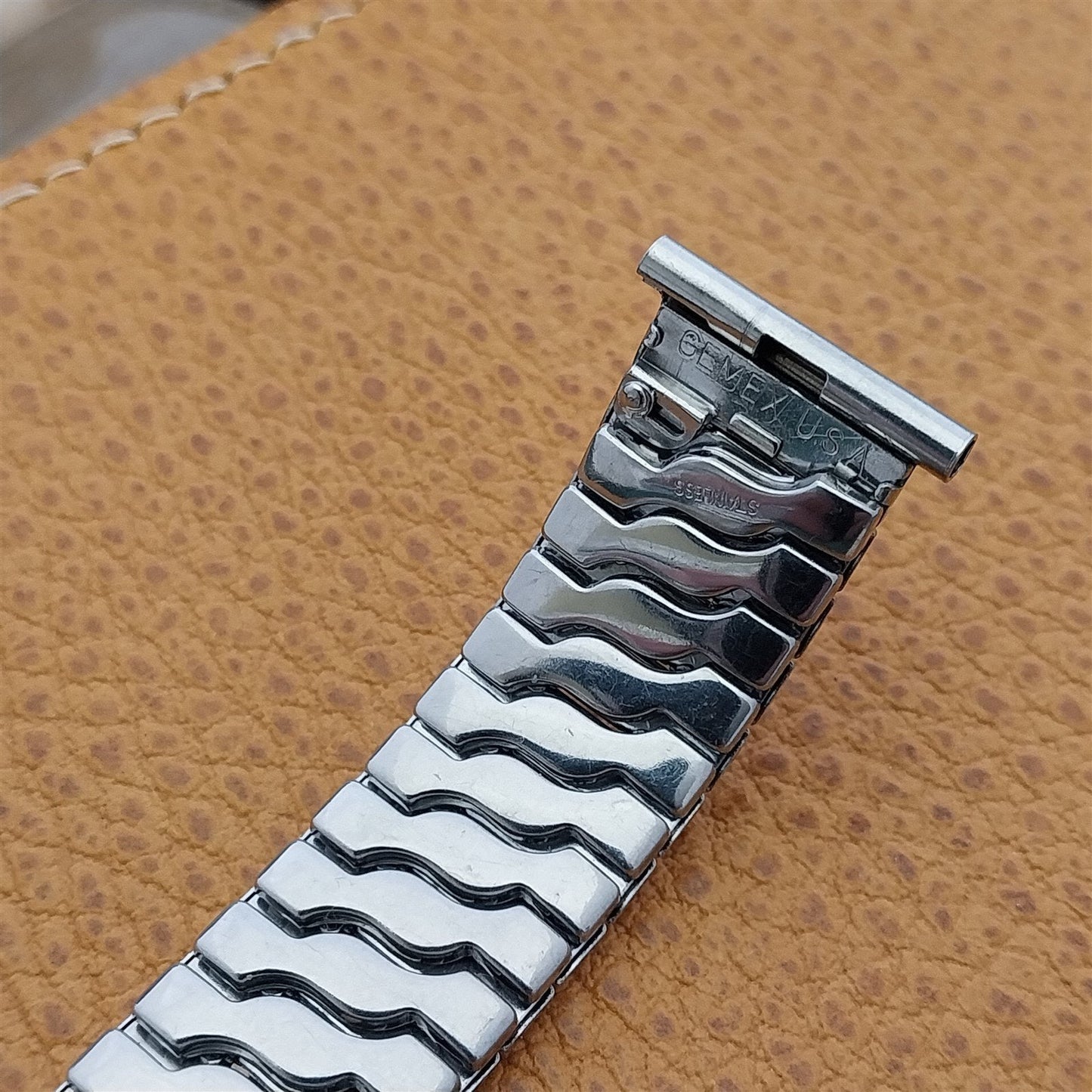 50s Vintage Watch Band 16mm 18mm 19mm Gemex USA Short Stainless Steel Expansion