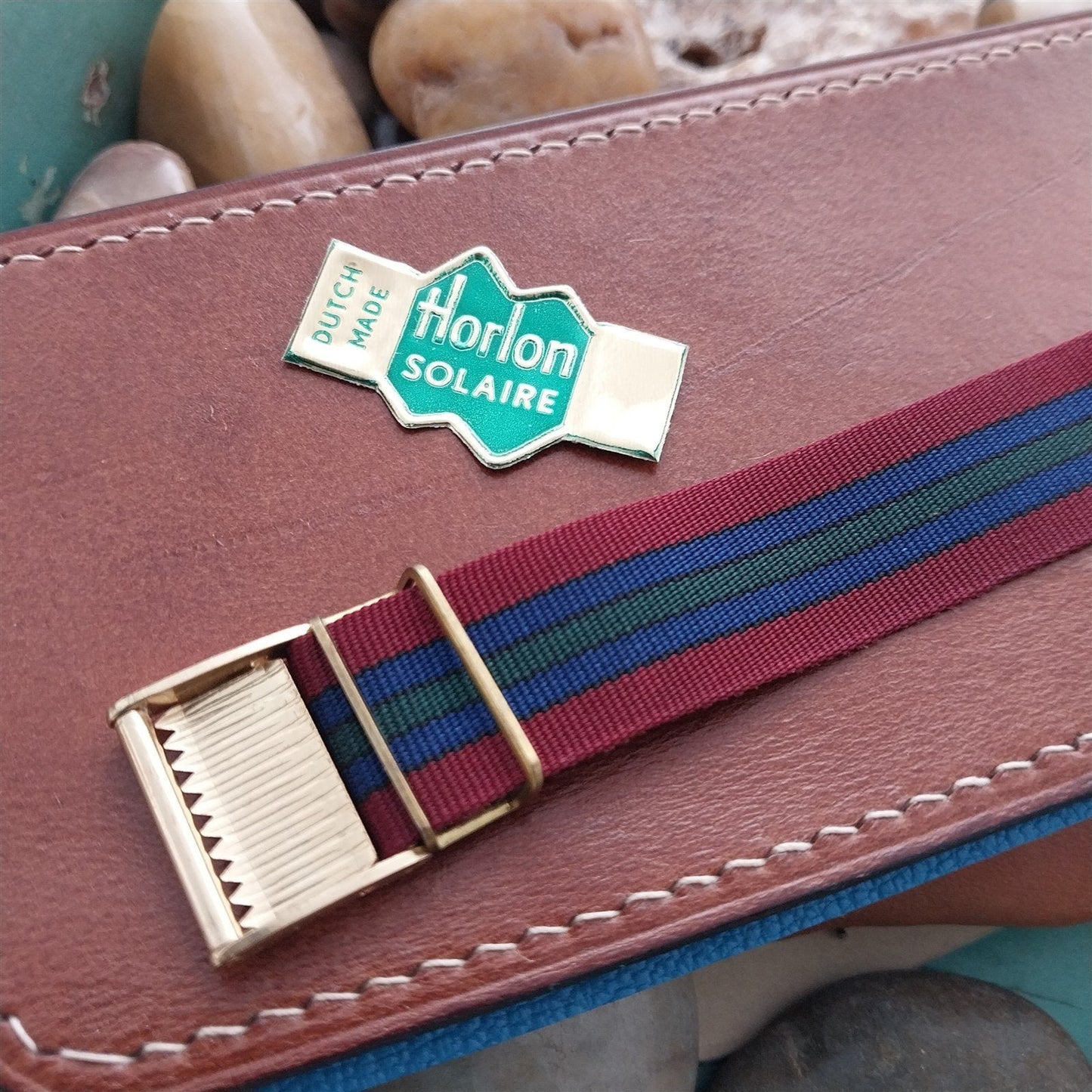 Vintage 18mm Striped Perlon Reversible Horlon Unused nos 1960s Field Watch Band