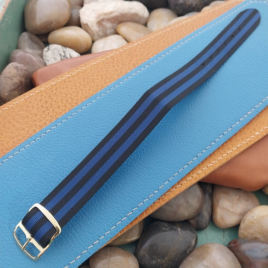 18mm Striped Perlon Classic Unused 1960s 1970s nos One-Piece Vintage Watch Strap