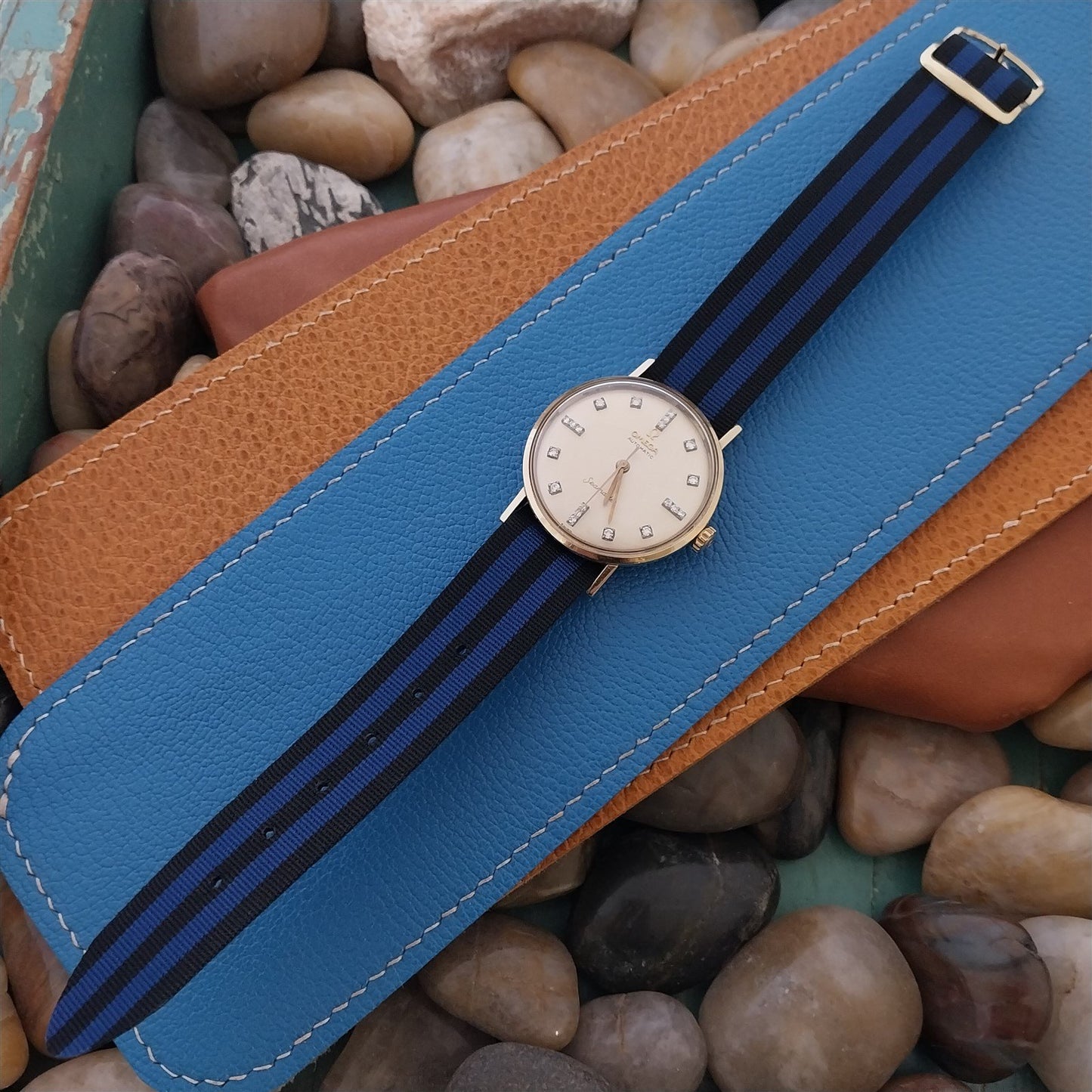 18mm Striped Perlon Classic Unused 1960s 1970s nos One-Piece Vintage Watch Strap