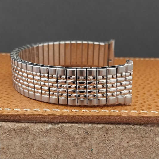 Vintage 1967 Stainless Steel Rice Beads Speidel Tempest 19mm 18mm nos Watch Band