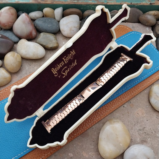 1948 Speidel 10k Rose Gold-Filled Golden Knight Ident nos Vintage Watch Band