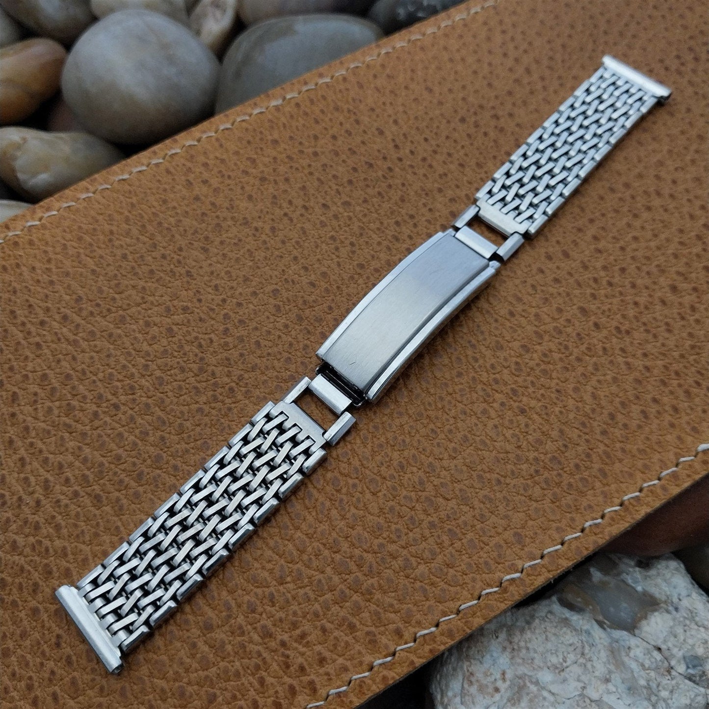 5/8 16mm Rare 12k White Gold-Filled Classic Bretton USA 1940s Vintage Watch Band