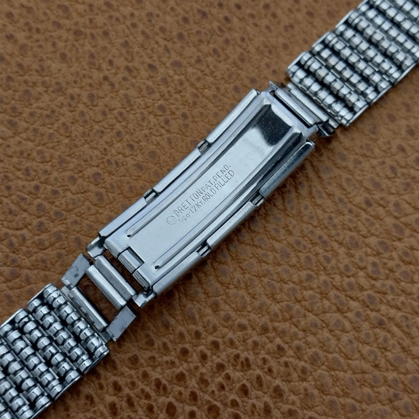 5/8 16mm Rare 12k White Gold-Filled Classic Bretton USA 1940s Vintage Watch Band