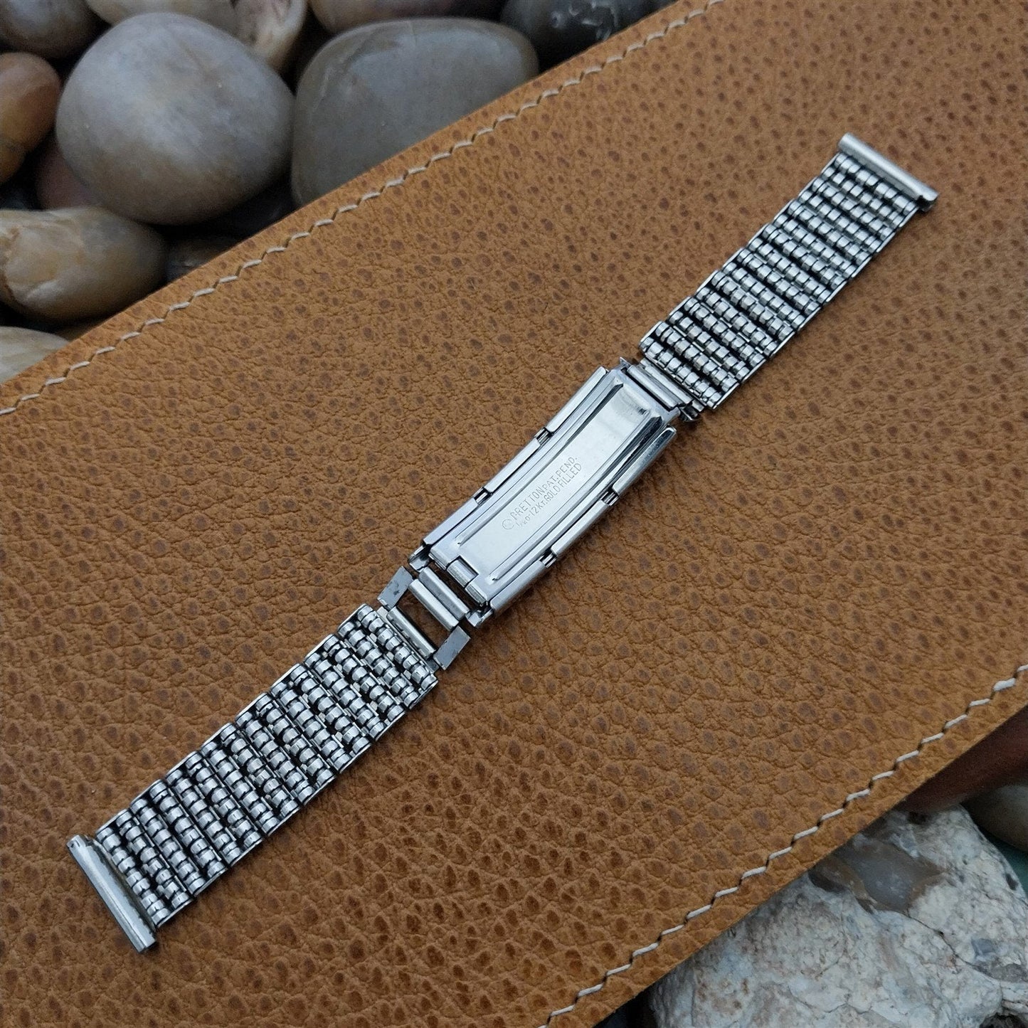 5/8 16mm Rare 12k White Gold-Filled Classic Bretton USA 1940s Vintage Watch Band