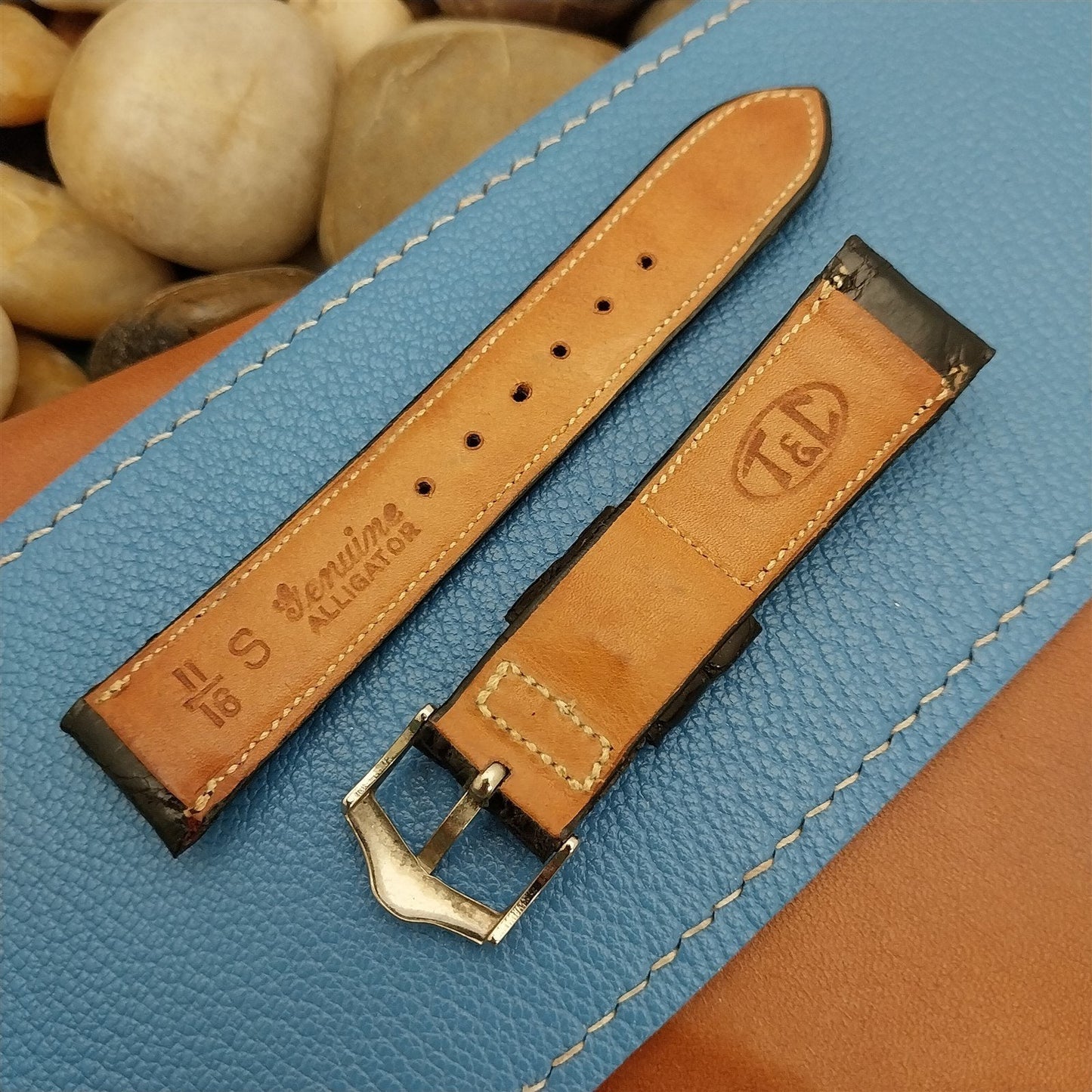 11/16" 17.2mm T&C USA Short Tapered Alligator nos 1960s Vintage Watch Band