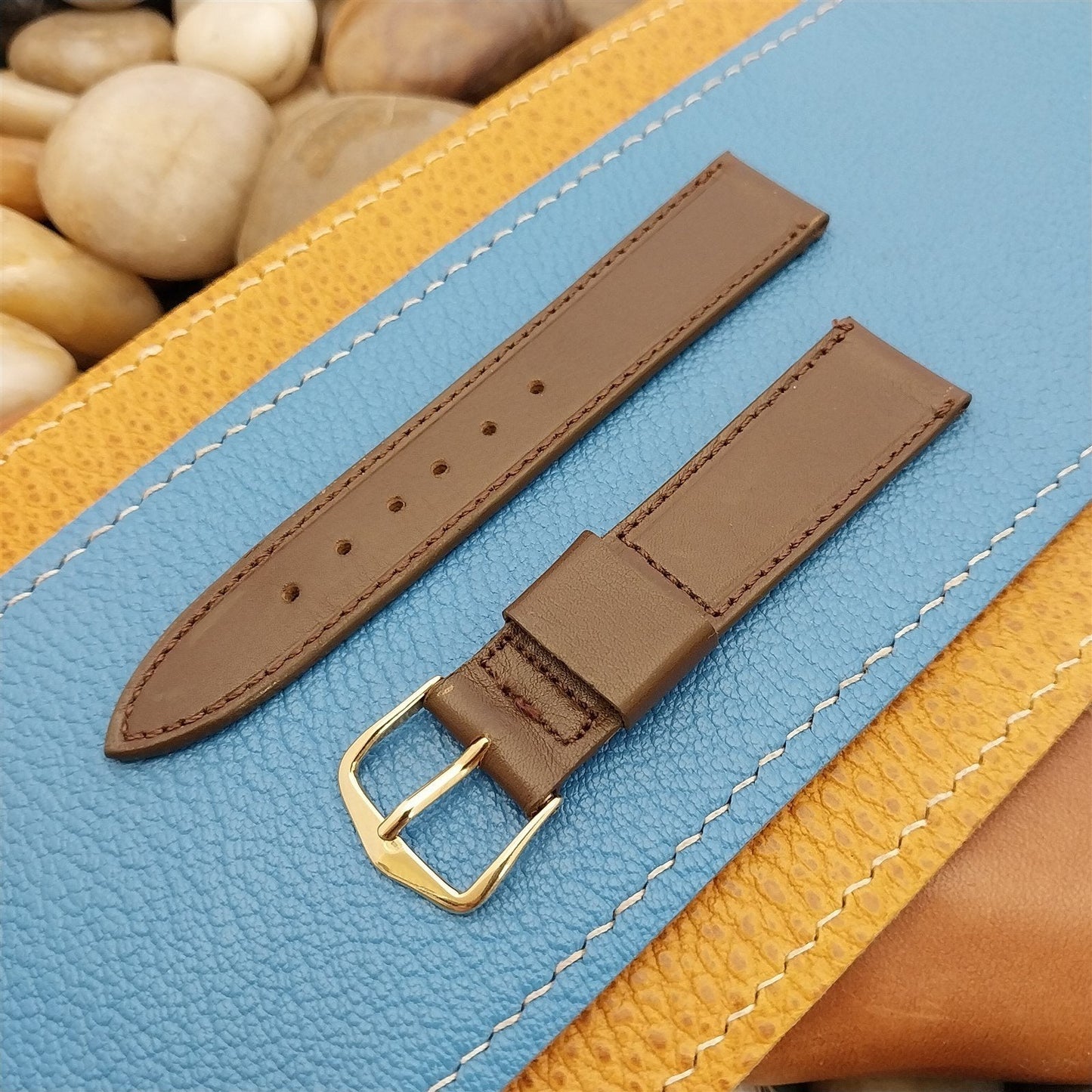 17mm Mormac USA Short Calfskin Tapered Leather 1960s-1970s Classic Watch Band