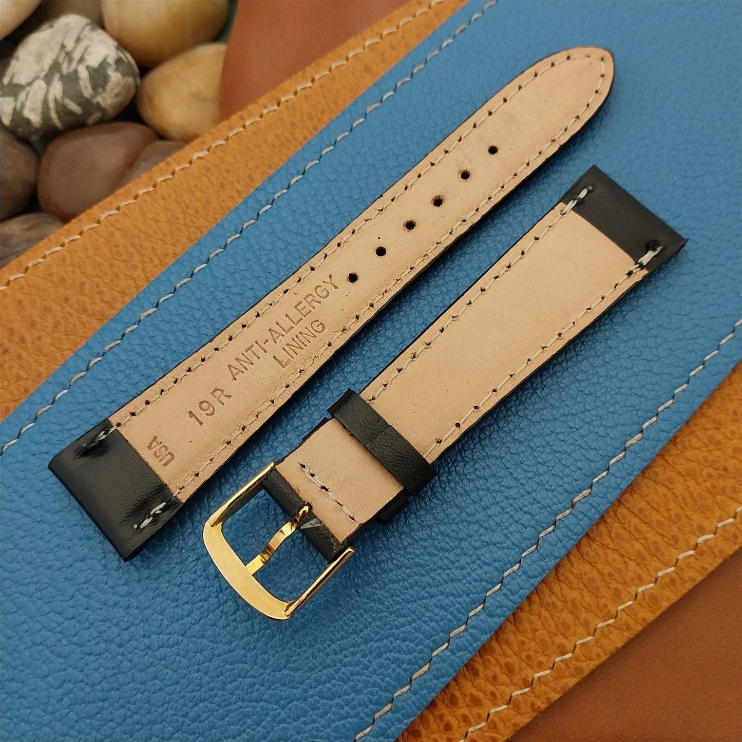 19mm Vintage Watch Band USA Made Classic Unused Old-Stock Leather Strap