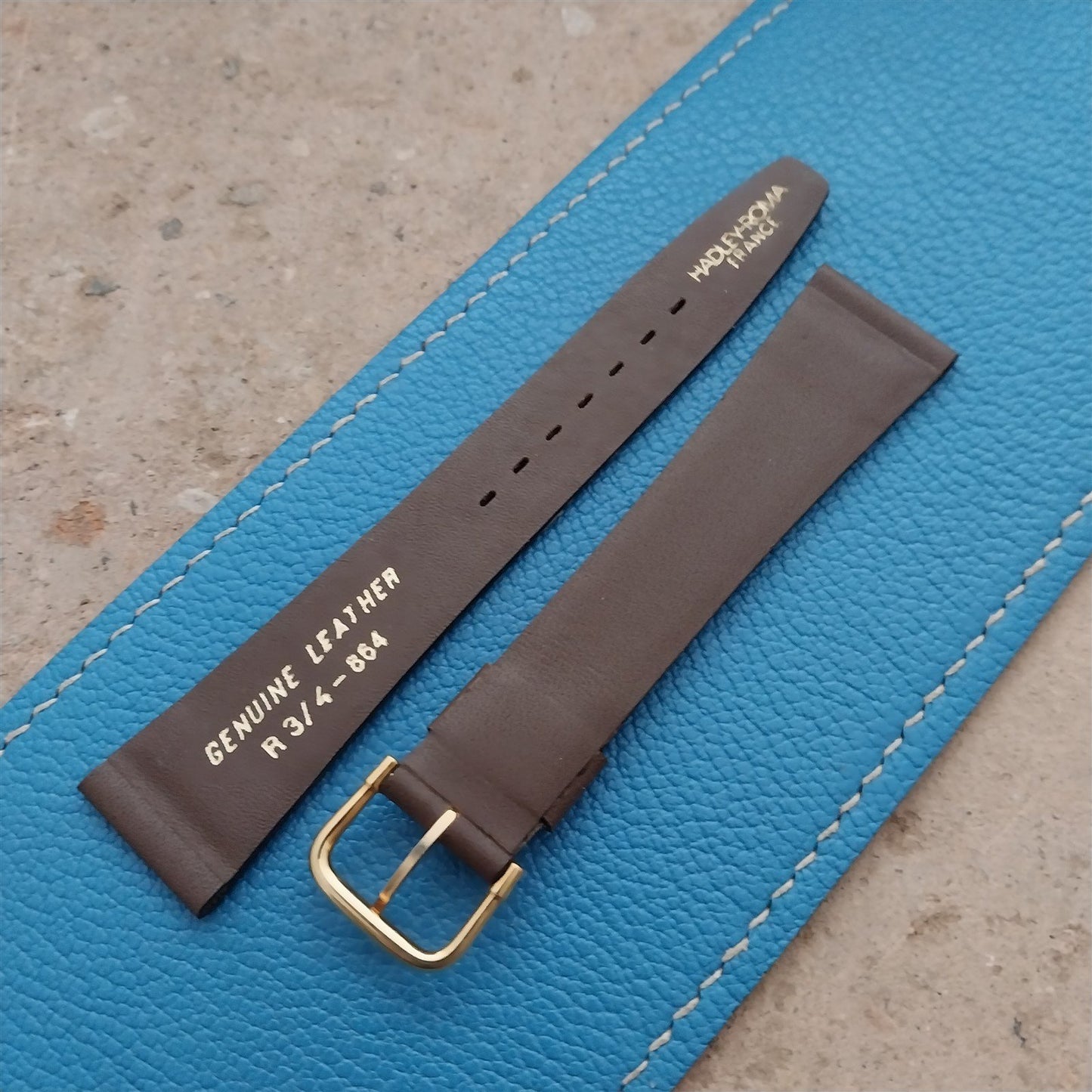3/4" Hadley Roma France Tapered Leather Old-Stock Unused Vintage Watch Band