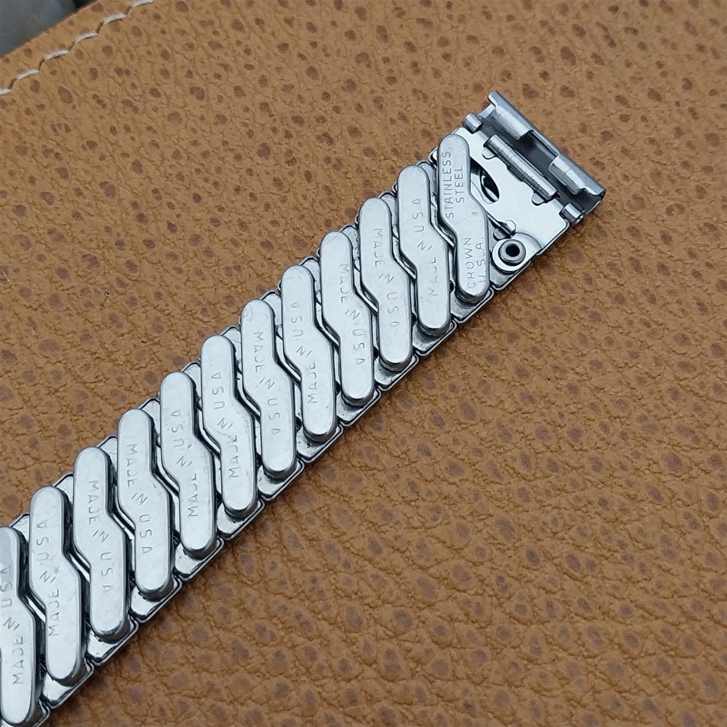 1950s Vintage Watch Band 5/8" Crown Stainless Steel Old-Stock Expansion