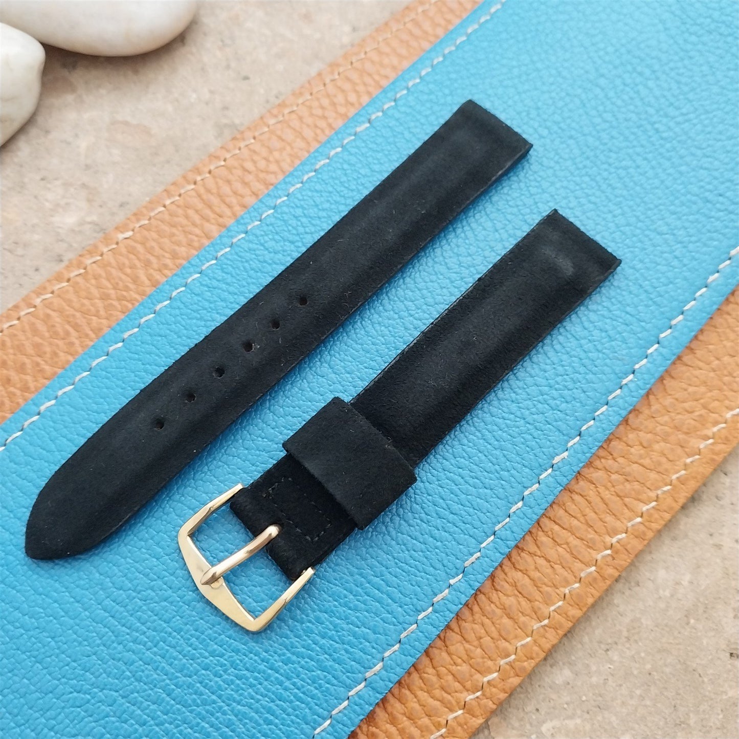 1960s Vintage 5/8" Mormac USA Black Holland Suede Strap Unused NOS Watch Band