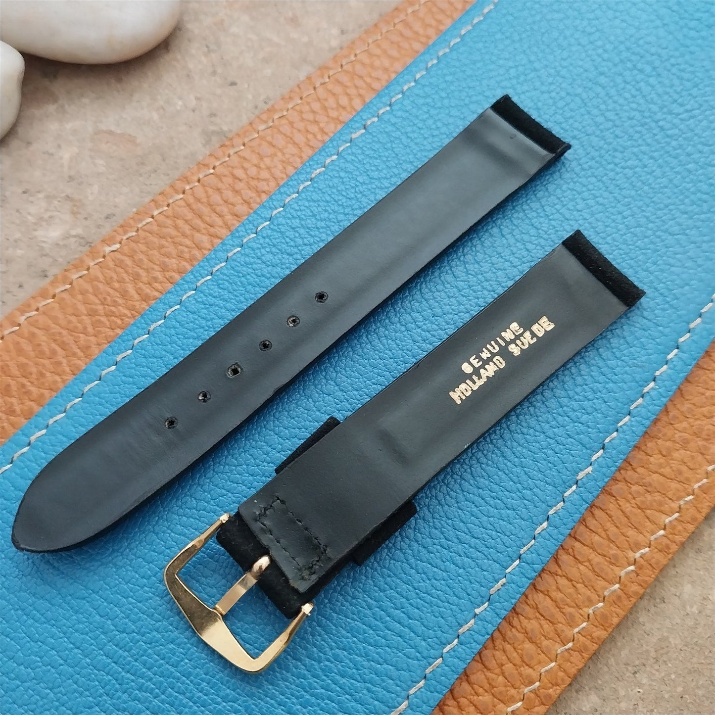 1960s Vintage 5/8" Mormac USA Black Holland Suede Strap Unused NOS Watch Band