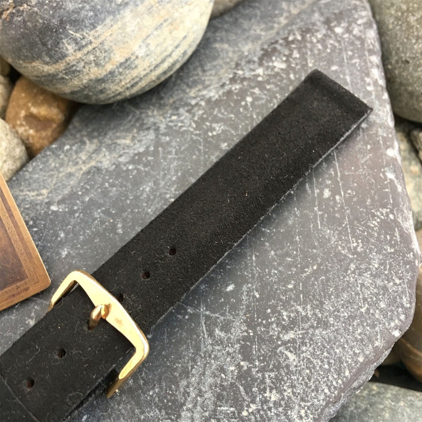 1960s 5/8" Mormac USA Black Holland Suede Strap nos Vintage Watch Band