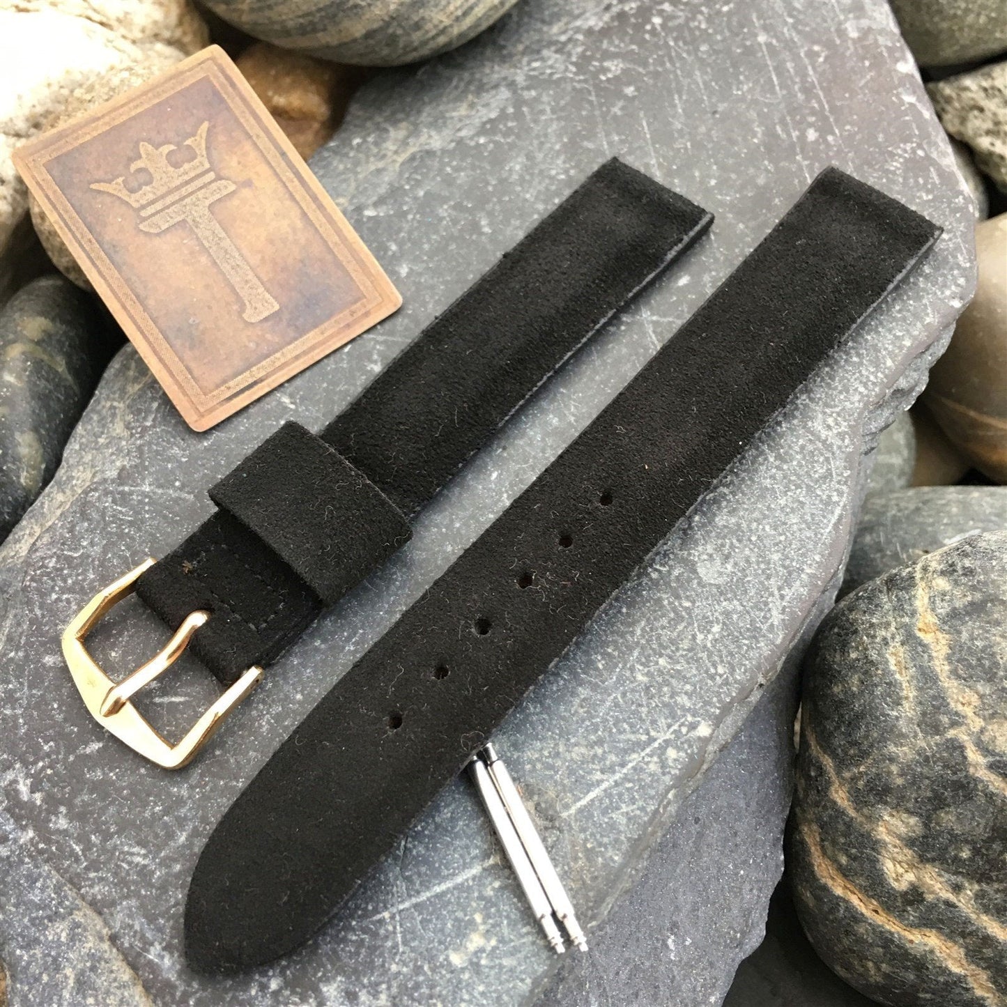 1960s 5/8" Mormac USA Black Holland Suede Strap nos Vintage Watch Band