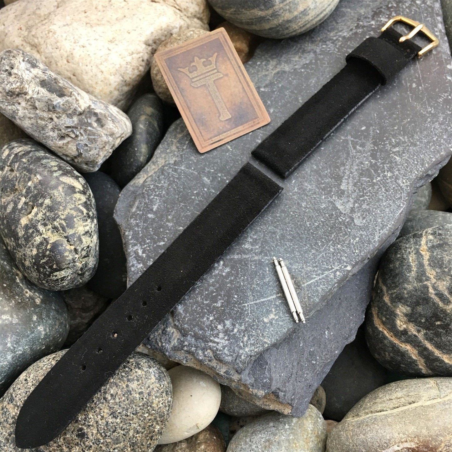 1960s 5/8" Mormac USA Black Holland Suede Strap nos Vintage Watch Band