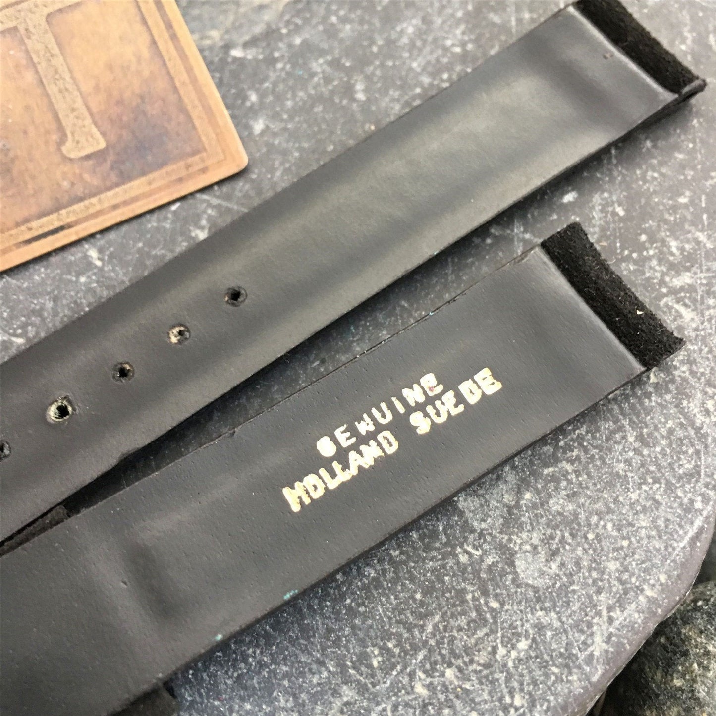 1960s 5/8" Mormac USA Black Holland Suede Strap nos Vintage Watch Band