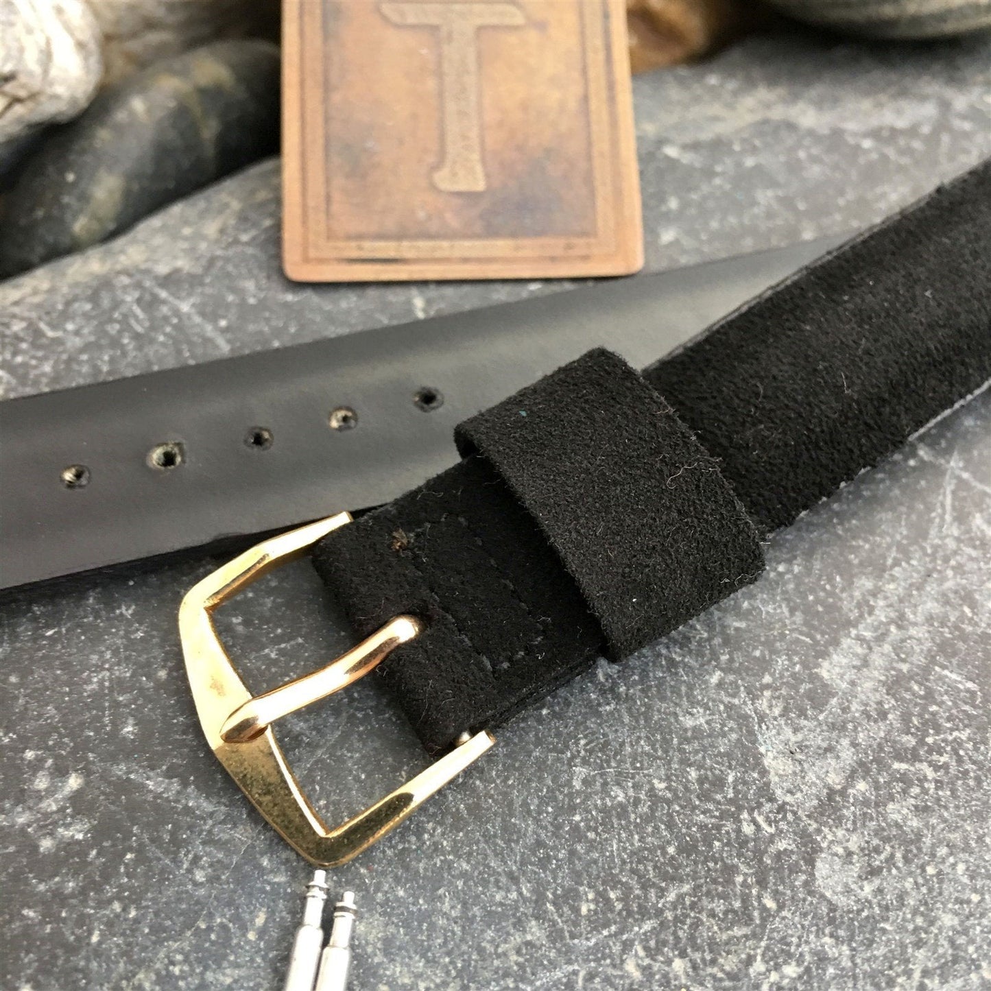 1960s 5/8" Mormac USA Black Holland Suede Strap nos Vintage Watch Band