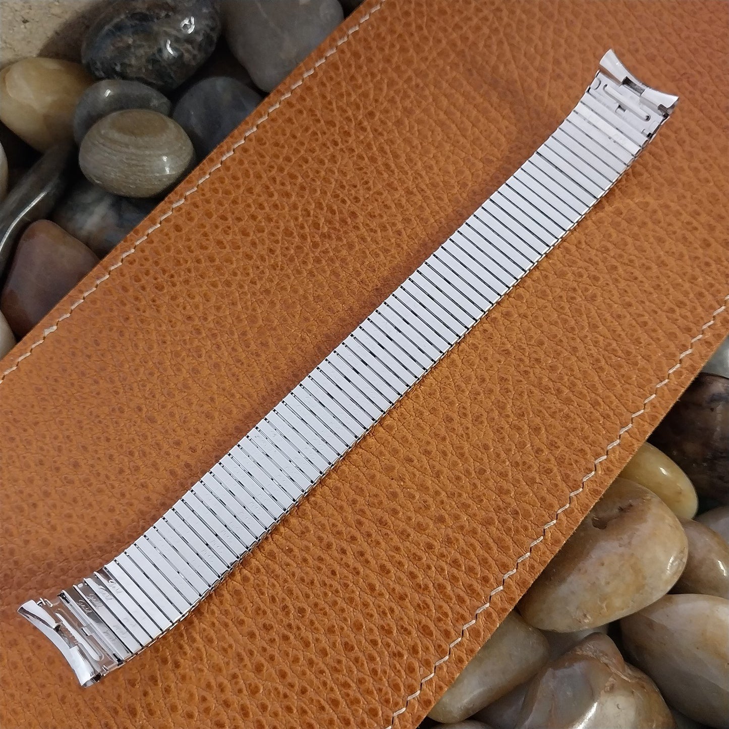 Vintage 17.2mm Long White Gold-Filled Speidel Thinline nos 1970s Watch Band